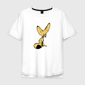 Мужская футболка хлопок Oversize с принтом Лисенок в Курске, 100% хлопок | свободный крой, круглый ворот, “спинка” длиннее передней части | животное | лиса | фенек