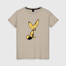 Женская футболка хлопок с принтом Лисенок в Курске, 100% хлопок | прямой крой, круглый вырез горловины, длина до линии бедер, слегка спущенное плечо | животное | лиса | фенек