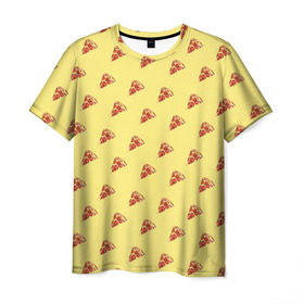 Мужская футболка 3D с принтом Рай пиццы в Курске, 100% полиэфир | прямой крой, круглый вырез горловины, длина до линии бедер | Тематика изображения на принте: food | pizza | грибы | еда | завтрак | колбаса | обед | пицца | помидор | ужин | фастфуд
