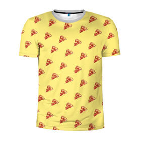 Мужская футболка 3D спортивная с принтом Рай пиццы в Курске, 100% полиэстер с улучшенными характеристиками | приталенный силуэт, круглая горловина, широкие плечи, сужается к линии бедра | Тематика изображения на принте: food | pizza | грибы | еда | завтрак | колбаса | обед | пицца | помидор | ужин | фастфуд