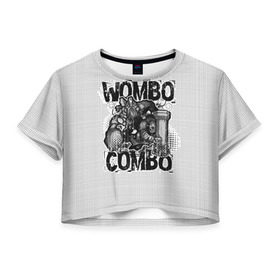Женская футболка 3D укороченная с принтом Combo Wombo в Курске, 100% полиэстер | круглая горловина, длина футболки до линии талии, рукава с отворотами | combo | dota | earthshaker | game | tiny | вомбо | дота | игра | комбо | тини | шейкер