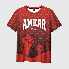 Мужская футболка 3D с принтом Amkar Perm в Курске, 100% полиэфир | прямой крой, круглый вырез горловины, длина до линии бедер | Тематика изображения на принте: амкар | пермь