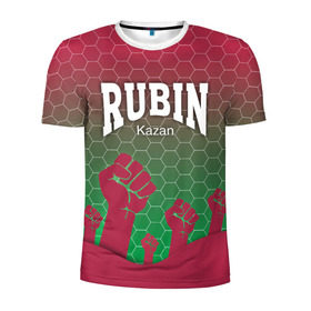 Мужская футболка 3D спортивная с принтом Rubin Kazan в Курске, 100% полиэстер с улучшенными характеристиками | приталенный силуэт, круглая горловина, широкие плечи, сужается к линии бедра | казань | рубин