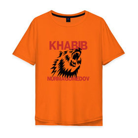 Мужская футболка хлопок Oversize с принтом Хабиб Нурмагомедов в Курске, 100% хлопок | свободный крой, круглый ворот, “спинка” длиннее передней части | khabib | nurmagomedov