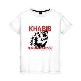 Женская футболка хлопок с принтом Хабиб Нурмагомедов в Курске, 100% хлопок | прямой крой, круглый вырез горловины, длина до линии бедер, слегка спущенное плечо | khabib | nurmagomedov