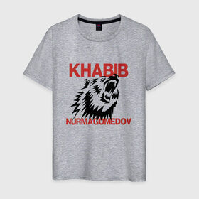 Мужская футболка хлопок с принтом Хабиб Нурмагомедов в Курске, 100% хлопок | прямой крой, круглый вырез горловины, длина до линии бедер, слегка спущенное плечо. | khabib | nurmagomedov