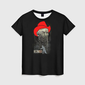 Женская футболка 3D с принтом Мир дикого запада 4 в Курске, 100% полиэфир ( синтетическое хлопкоподобное полотно) | прямой крой, круглый вырез горловины, длина до линии бедер | westworld | западный мир | мир дикого запада