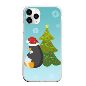 Чехол для iPhone 11 Pro матовый с принтом Новогодний пингвинчик в Курске, Силикон |  | елка | новый год | пингвин