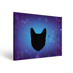 Холст прямоугольный с принтом Силуэт черной кошки в Курске, 100% ПВХ |  | кошка | силуэт | синий | фиолетовый | черный