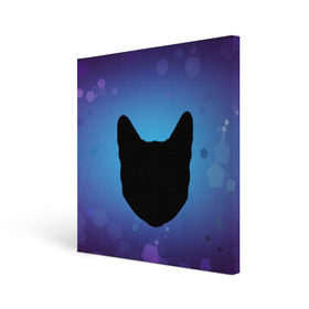 Холст квадратный с принтом Силуэт черной кошки в Курске, 100% ПВХ |  | кошка | силуэт | синий | фиолетовый | черный