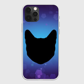 Чехол для iPhone 12 Pro Max с принтом Силуэт черной кошки в Курске, Силикон |  | кошка | силуэт | синий | фиолетовый | черный