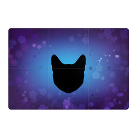 Магнитный плакат 3Х2 с принтом Силуэт черной кошки в Курске, Полимерный материал с магнитным слоем | 6 деталей размером 9*9 см | кошка | силуэт | синий | фиолетовый | черный
