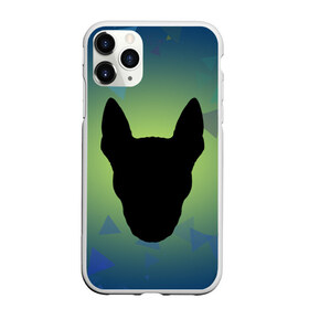Чехол для iPhone 11 Pro Max матовый с принтом силуэт Бультерьера в Курске, Силикон |  | зеленый | силуэт | синий | собака | черный