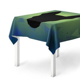 Скатерть 3D с принтом силуэт Бультерьера в Курске, 100% полиэстер (ткань не мнется и не растягивается) | Размер: 150*150 см | зеленый | силуэт | синий | собака | черный