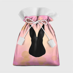 Подарочный 3D мешок с принтом Силуэт зайчика в Курске, 100% полиэстер | Размер: 29*39 см | зайчик | персиковый | розовый | силуэт