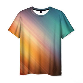Мужская футболка 3D с принтом Стильный окрас в Курске, 100% полиэфир | прямой крой, круглый вырез горловины, длина до линии бедер | Тематика изображения на принте: градиент | полосы | разноцветный