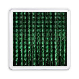 Магнит 55*55 с принтом Матрица в Курске, Пластик | Размер: 65*65 мм; Размер печати: 55*55 мм | атака | буквы | виртуальный мир | вирус | гаджет | девайс | иероглифы | интернет | компьютер | матрица | паутина | программист | сеть | символы | софт | хакер | цифры