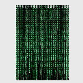 Скетчбук с принтом Матрица в Курске, 100% бумага
 | 48 листов, плотность листов — 100 г/м2, плотность картонной обложки — 250 г/м2. Листы скреплены сверху удобной пружинной спиралью | Тематика изображения на принте: атака | буквы | виртуальный мир | вирус | гаджет | девайс | иероглифы | интернет | компьютер | матрица | паутина | программист | сеть | символы | софт | хакер | цифры