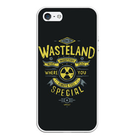 Чехол для iPhone 5/5S матовый с принтом Come to Wasteland в Курске, Силикон | Область печати: задняя сторона чехла, без боковых панелей | atom | bomb | boy | fallout | radioactive | vault | wasteland | атом | бой | бомба | волт | мальчик | радиация | фоллаут | ядерная
