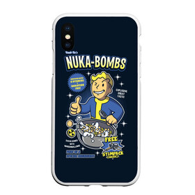 Чехол для iPhone XS Max матовый с принтом Nuka Bombs в Курске, Силикон | Область печати: задняя сторона чехла, без боковых панелей | Тематика изображения на принте: atom | bomb | boy | fallout | radioactive | vault | wasteland | атом | бой | бомба | волт | мальчик | радиация | фоллаут | ядерная