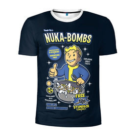 Мужская футболка 3D спортивная с принтом Nuka Bombs в Курске, 100% полиэстер с улучшенными характеристиками | приталенный силуэт, круглая горловина, широкие плечи, сужается к линии бедра | atom | bomb | boy | fallout | radioactive | vault | wasteland | атом | бой | бомба | волт | мальчик | радиация | фоллаут | ядерная