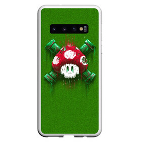 Чехол для Samsung Galaxy S10 с принтом Mario Mushroom в Курске, Силикон | Область печати: задняя сторона чехла, без боковых панелей | Тематика изображения на принте: 8 bit | 8 бит | nintendo | гриб | нинтендо