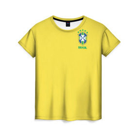 Женская футболка 3D с принтом Сборная Бразилии в Курске, 100% полиэфир ( синтетическое хлопкоподобное полотно) | прямой крой, круглый вырез горловины, длина до линии бедер | brazil | америка | бразилия