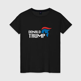 Женская футболка хлопок с принтом Donald Trump logo в Курске, 100% хлопок | прямой крой, круглый вырез горловины, длина до линии бедер, слегка спущенное плечо | дональд | трамп