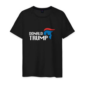 Мужская футболка хлопок с принтом Donald Trump logo в Курске, 100% хлопок | прямой крой, круглый вырез горловины, длина до линии бедер, слегка спущенное плечо. | дональд | трамп