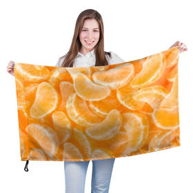 Флаг 3D с принтом Мандаринки на НГ в Курске, 100% полиэстер | плотность ткани — 95 г/м2, размер — 67 х 109 см. Принт наносится с одной стороны | 2017 | желтый | нг | новый год | фрукты