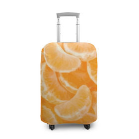 Чехол для чемодана 3D с принтом Мандаринки на НГ в Курске, 86% полиэфир, 14% спандекс | двустороннее нанесение принта, прорези для ручек и колес | 2017 | желтый | нг | новый год | фрукты