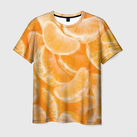 Мужская футболка 3D с принтом Мандаринки на НГ в Курске, 100% полиэфир | прямой крой, круглый вырез горловины, длина до линии бедер | 2017 | желтый | нг | новый год | фрукты