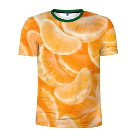 Мужская футболка 3D спортивная с принтом Мандаринки на НГ в Курске, 100% полиэстер с улучшенными характеристиками | приталенный силуэт, круглая горловина, широкие плечи, сужается к линии бедра | Тематика изображения на принте: 2017 | желтый | нг | новый год | фрукты