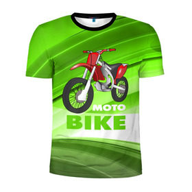 Мужская футболка 3D спортивная с принтом Motobike в Курске, 100% полиэстер с улучшенными характеристиками | приталенный силуэт, круглая горловина, широкие плечи, сужается к линии бедра | байк | байкер | мото | мотогонки | мотоспорт | мотоцикл