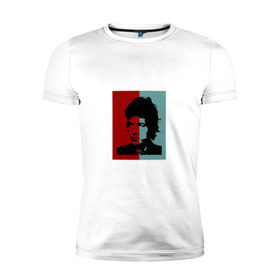 Мужская футболка премиум с принтом Bob Dylan в Курске, 92% хлопок, 8% лайкра | приталенный силуэт, круглый вырез ворота, длина до линии бедра, короткий рукав | дилан | знаменитости | музыка | рок