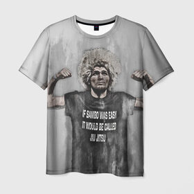 Мужская футболка 3D с принтом Хабиб в Курске, 100% полиэфир | прямой крой, круглый вырез горловины, длина до линии бедер | khabib | nurmagomedov | ufc | нурмагомедов | хабиб