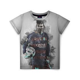 Детская футболка 3D с принтом Lionel Messi в Курске, 100% гипоаллергенный полиэфир | прямой крой, круглый вырез горловины, длина до линии бедер, чуть спущенное плечо, ткань немного тянется | лионель | месси