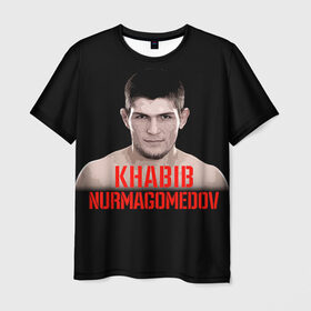 Мужская футболка 3D с принтом Хабиб Нурмагомедов в Курске, 100% полиэфир | прямой крой, круглый вырез горловины, длина до линии бедер | ufc