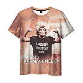 Мужская футболка 3D с принтом Хабиб Нурмагомедов в Курске, 100% полиэфир | прямой крой, круглый вырез горловины, длина до линии бедер | ufc | хабиб нурмагомедов