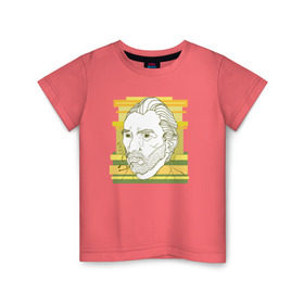Детская футболка хлопок с принтом Ван Гог в Курске, 100% хлопок | круглый вырез горловины, полуприлегающий силуэт, длина до линии бедер | ван гог | геометрия | глаз | знаенитость | лайнворк | мода | рисунок | тату | художник