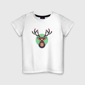 Детская футболка хлопок с принтом Геометрический олень в Курске, 100% хлопок | круглый вырез горловины, полуприлегающий силуэт, длина до линии бедер | геометрия | олень