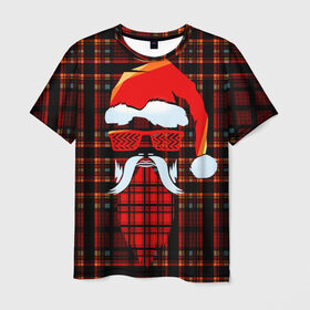 Мужская футболка 3D с принтом Санта хипстер в Курске, 100% полиэфир | прямой крой, круглый вырез горловины, длина до линии бедер | борода | зима | новый год | очки | праздник | рождество | санта | хипстер