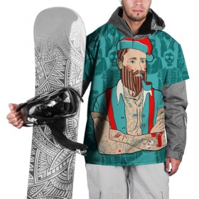 Накидка на куртку 3D с принтом Санта хипстер в Курске, 100% полиэстер |  | 