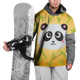 Накидка на куртку 3D с принтом Панда с бамбуком в Курске, 100% полиэстер |  | Тематика изображения на принте: бамбук | оранжевый | панда