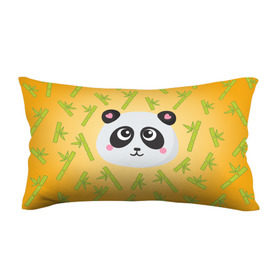Подушка антистресс с принтом Панда с бамбуком в Курске, наволочка — 100% полиэстер, наполнитель — вспененный полистирол | состоит из подушки и наволочки на молнии | бамбук | оранжевый | панда