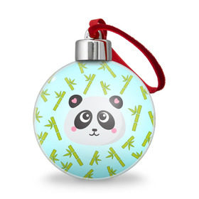Ёлочный шар с принтом Панда с бамбуком в Курске, Пластик | Диаметр: 77 мм | бамбук | панда