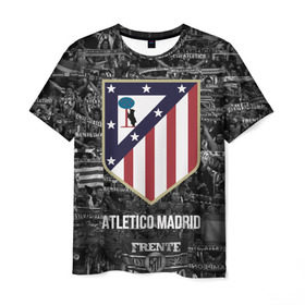 Мужская футболка 3D с принтом Атлетико Мадрид в Курске, 100% полиэфир | прямой крой, круглый вырез горловины, длина до линии бедер | atletico madrid | club | football | spanish | атлетико мадрид | испанский | клуб | футбольный