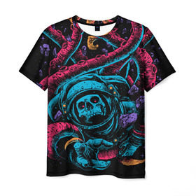 Мужская футболка 3D с принтом Космический осьминог в Курске, 100% полиэфир | прямой крой, круглый вырез горловины, длина до линии бедер | astro | cosmo | galaxy | kraken | octopus | space | астронавт | галактика | космонавт | космос | кракен | осьминог