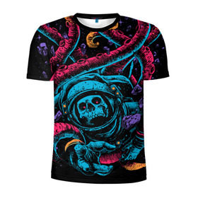 Мужская футболка 3D спортивная с принтом Космический осьминог в Курске, 100% полиэстер с улучшенными характеристиками | приталенный силуэт, круглая горловина, широкие плечи, сужается к линии бедра | Тематика изображения на принте: astro | cosmo | galaxy | kraken | octopus | space | астронавт | галактика | космонавт | космос | кракен | осьминог