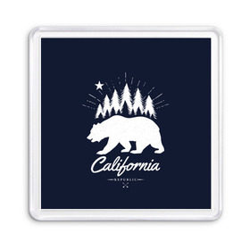 Магнит 55*55 с принтом California Republic в Курске, Пластик | Размер: 65*65 мм; Размер печати: 55*55 мм | america | bear | california | united states | usa | америка | калифорния | медведь | сша | штаты